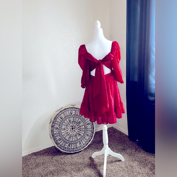 Red backless mini dress - Picture 3 of 9